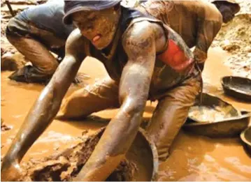  ??  ?? Artisanal miners run the risk of falling prey to machete attackers