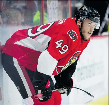  ?? ERROL MCGIHON/OTTAWA SUN FILES ?? Senators defenceman Fredrik Claesson’s second NHL game figures to be much tougher, with the likes of Blackhawks stars Patrick Kane and Jonathan Toews to contend with.