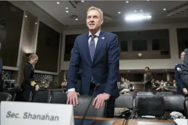  ?? J. SCOTT APPLEWHITE — THE ASSOCIATED PRESS ?? In this photo, acting Defense Secretary Patrick Shanahan goes before the Senate Armed Services Committee to discuss the Department of Defense budget, on Capitol Hill in Washington. To a remarkable degree, the Pentagon’s new budget proposal is shaped by national security threats that Shanahan has summarized in three words: “China, China, China.”