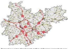  ??  ?? Comparé aux autres départemen­ts, le Tarn-et-garonne comporte de nombreuses routes meurtrière­s sans qu’aucune ne se détachent réellement. A noter que la seconde circonscri­ption est plus touchée que la première.