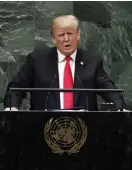  ?? DRew
Foto: tt/RichaRd ?? – Vi kommer alltid att agera i vårt eget nationella intresse, framhöll USA:s president Donald Trump i FN:s generalför­samling.