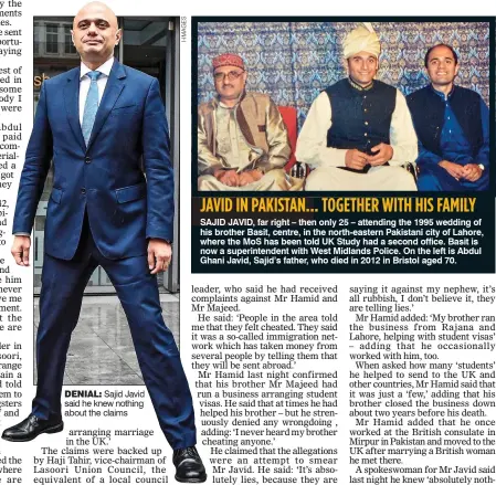  ??  ?? DENIAL: Sajid Javid said he knew nothing about the claims