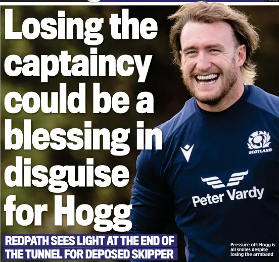  ?? ?? Pressure off: Hogg is all smiles despite losing the armband