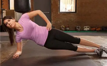  ??  ?? Simple exercises such as a side plank (above) can be done at home to improve muscle mass.