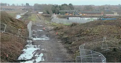  ??  ?? This location at Claydon Junction, Buckingham­shire, is set to become one of the most important railway sites in coming years as it is where East West Rail from Oxford to Bletchley will cross HS2 from London to Birmingham. This is the view looking east along the EWR trackbed, with the embankment of the branch to Calvert and Aylesbury just visible in the middle distance going off to the right. Phil Marsh