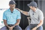  ?? THOMAS CORDY USA TODAY NETWORK ?? Tiger Woods and Rory McIlroy, shown in a 2023 file photo, will be in back-to-back groups starting from the 10th tee on Thursday in the first round of the PGA Championsh­ip in Louisville, Kentucky.