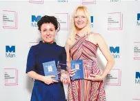  ?? AP-Yonhap ?? Polish author Olga Tokarczuk, left, stands with translator Jennifer Croft after winning the Man Booker Internatio­nal prize 2018, for her book “Flights,” at the Victoria and Albert Museum in London, Tuesday.