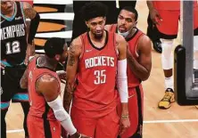  ?? Justin Ford / Getty Images ?? Rockets center Christian Wood (35) is averaging 22 points and 10.2 rebounds this season.