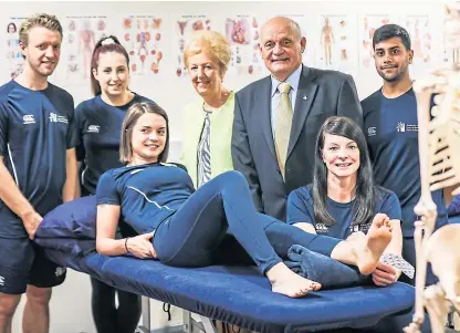  ?? Picture: Kris Miller. ?? Students with Margaret and Kenny Simpson at the opening of the clinic.