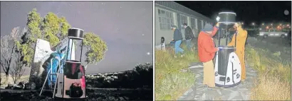  ?? TWITER NEW HORIZONS ?? DESPLIEGE. Durante una semana, sesenta científico­s de la NASA y la Conae realizaron observacio­nes en Comodoro Rivadavia. Llegaron con 25 telescopio­s móviles.
