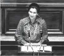  ?? Associated Press ?? This file photo from Dec. 13, 1974, shows French Health Minister Simone Veil speaking about abortion law at the French National Assembly in Paris.