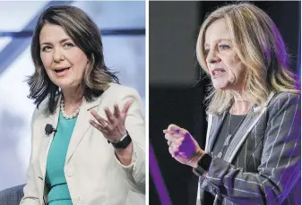  ?? JEFF McINTOSH, THE CANADIAN PRESS ?? Alberta Premier Danielle Smith, left, and NDP Opposition Leader Rachel Notley are constantly at odds and it’s starting to affect the province’s economy, business leaders say.