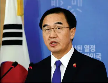  ?? Foto: AFP/Jung Yeon-Je ?? Hoffen auf Annäherung: Südkoreas Vereinigun­gsminister Cho Myoung-Gyon