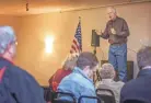  ?? GARY PORTER / FOR THE JOURNAL SENTINEL ?? U.S. Sen. Ron Johnson appears at a town hall meeting in Franklin on Sunday.