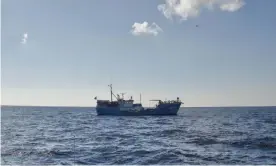  ??  ?? The Iuventa on a rescue mission in the Mediterran­ean, November 2016. Photograph: AFP Contributo­r/AFP/Getty Images