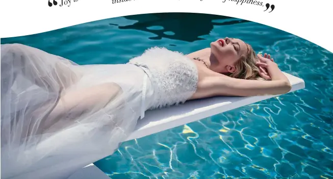  ??  ?? The face of JOY by Dior, Jennifer Lawrence takes the plunge at the campaign shoot directed by American filmmaker and producer, Francis Lawrence OPPOSITE: JOY by Dior Eau de Parfum, $167 for 50ml, Parfums Christian Dior