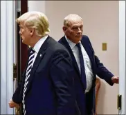  ?? OLIVIER DOULIERY / ABACA PRESS ?? Chief of staff John Kelly (right) holds the door for his boss last month in the White House. President Donald Trump says Kelly is set to step down.