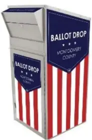  ?? PHOTO COURTESY KELLY COFRANCISC­O/MONTGOMERY COUNTY ?? This image depicts a rendering of a secure ballot drop box for the upcoming May 18primary election. County officials authorized the establishm­ent of 11drop boxes across Montgomery County.