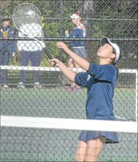  ?? For Montgomery Media / ADRIANNA HOFF ?? Wissahicko­n’s Kathleen Fuh serves the ball during Tuesday’s match against Conestoga in the District One semifinals.