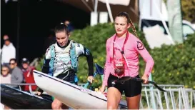  ??  ?? METTLE: Varsity College 19-year-old student Christie Mckenzie, left, and her paddling partner, 34-year-old gym instructor Hayley Nixon, finished in second place at the South African Canoe Marathon Championsh­ips that took place in St Francis Bay recently.