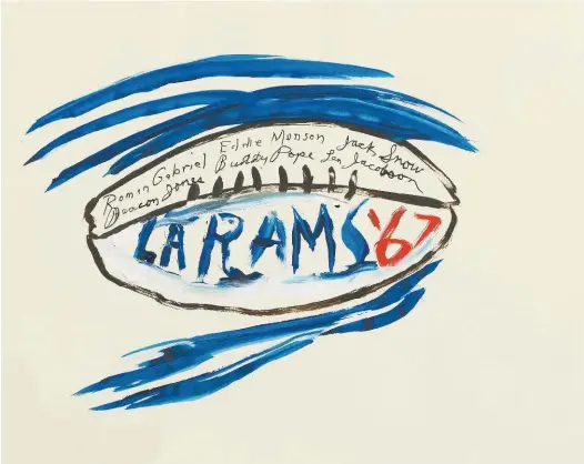  ??  ?? No Title (Roman Gabriel Eddie…) de Raymond Pettibon (2021).