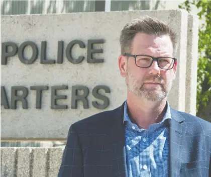  ?? BRANDON HARDER/ REGINA LEADER-POST ?? Insp. Cory Lindskog of the Regina Police Service says enforcemen­t alone will never solve the province’s serious drug problem; it will be present as long as there are people suffering from addiction issues who create a market for the drugs.