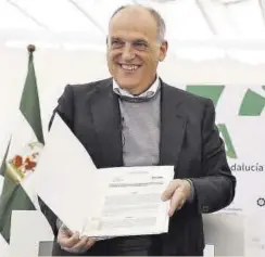  ?? //EFE ?? Tebas firmó ayer en Málaga un acuerdo con la Junta de Andalucía