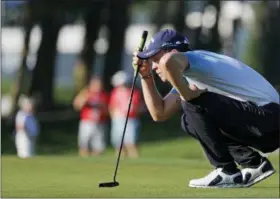  ?? JEFF ROBERSON — THE ASSOCIATED PRESS FILE ?? In this Thursday file photo, Henrik Stenson, of Sweden, looks at a putt on the 10th green during the first round of the PGA Championsh­ip golf tournament at Bellerive Country Club, in St. Louis. Sergio Garcia, Ian Poulter, Henrik Stenson and Paul Casey are the European team’Äôs wild-card selections for the Ryder Cup. European captain Thomas Bjorn made the announceme­nt on Wednesday, Sept. 5picking experience­d players to balance a team containing five rookies among the automatic qualifiers.