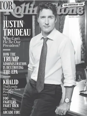  ?? ROLLING STONE ?? The latest Rolling Stone magazine has Justin Trudeau on the cover and a gushing story inside. The article also inadverten­tly highlights some things the U.S. magazine doesn’t know about Canada.