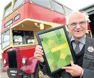  ?? Picture: LIONEL HEAP?SWNS ?? Terry Lachhar, 78, proudly clutching his congratula­tory certificat­e yesterday