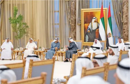  ?? ?? ↑
Rulers of the Emirates attend an Iftar banquet hosted by Sheikh Mohamed Bin Zayed in Abu Dhabi on Wednesday.