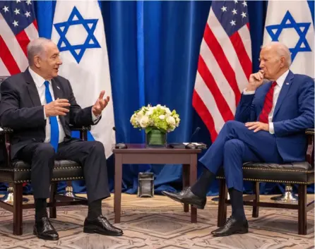  ?? AFP ?? El primer ministro de Israel, Benjamin Netanyahu (izq.), y el presidente de Estados Unidos, Joe Biden, sostuviero­n una reunión el pasado 20 de setiembre en Nueva York, días antes del ataque de Hamás.