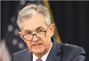  ?? Manuel Balce Ceneta / Associated Press ?? Federal Reserve Chairman Jerome Powell discusses the rate cut after the decision by the committee.