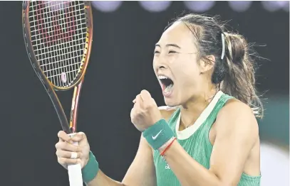  ?? Picture: AFP ?? NEW HORIZON. China’s Zheng Qinwen celebrates after beating the Ukraine’s Dayana Yastremska in the semifinals of the Australian Open in Melbourne yesterday.