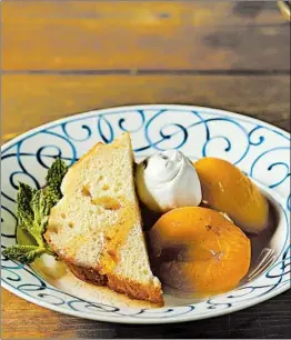  ?? E. JASON WAMBSGANS/CHICAGO TRIBUNE; JOAN MORAVEK/FOOD STYLING ?? Apricots are poached in a water bath simply flavored with sugar, lemon juice and vanilla bean, creating a dessert whose payoff is much greater than the sum of its parts.