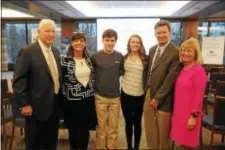  ??  ?? The Foundation for Delaware County Chairman Robert Bruce, Beth, Eric, Heather and Scott Albright, and foundation President Frances Sheehan.