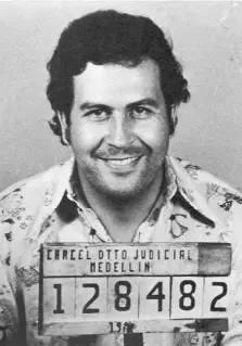  ?? (Wikimedia Commons) ?? A MUGSHOT taken in Medellín in 1977: The notorious Pablo Escobar has a Haifa pub named in his honor.