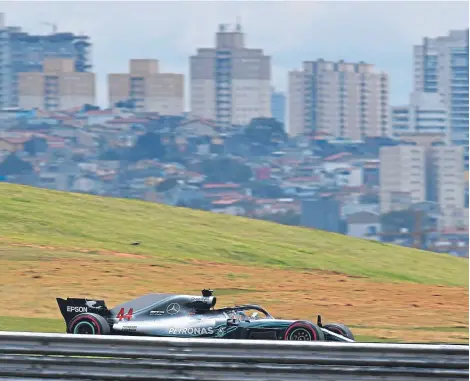  ?? Picture: Getty. ?? Lewis Hamilton on track during practice for the Brazilian GP in Sao Paulo.