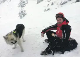  ?? (Pic: courtesy Chris Pires) ?? Chris Pires of SEMRA pictured with Grey, a Polish mountain rescue search dog, at a team training session in Poland.