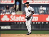  ?? Adam Hunger / Associated Press ?? New York Yankees second baseman Gleyber Torres in action against the Minnesota Twins during the sixth inning on Sept. 13.