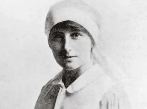  ?? Testament of Youth ?? Vera Brittain, pictured in 1918 while serving as a Voluntary Aid Detachment nurse. Her fulminatio­ns against “shirkers” who didn’t answer the call to fight in 1914 are strikingly absent from her celebrated pacifist memoir