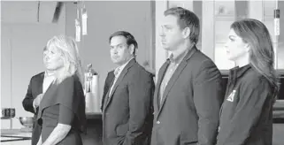  ?? AP PHOTO/SUSAN WALSH ?? First lady Jill Biden, left, Sen. Marco Rubio, R-Fla., Florida Gov. Ron DeSantis and his wife Casey DeSantis, listen as President Joe Biden meets in Miami Beach on July 1 with first responders who were working on the condo towers that collapsed in Surfside.