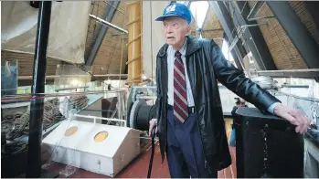  ?? JASON PAYNE ?? Dean Hadley, 98, was the radio operator on the St. Roch when it was the first ship to transit the Northwest Passage from west to east in 1940-42. Hadley visited his old ship at the Vancouver Maritime Museum Friday.