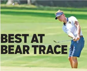  ?? STAFF PHOTOS BY ROBIN RUDD ?? Walker Valley’s Parker Gray chips in on the 17th green Wednesday.