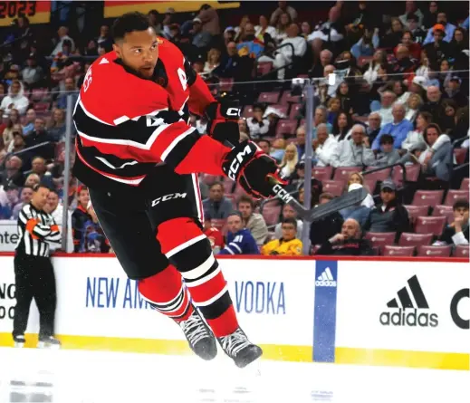  ?? GETTY IMAGES ?? Defenseman Seth Jones, who represente­d the Blackhawks in the All-Star Skills Challenge, finished fourth in the hardest-shot competitio­n Friday night.