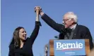  ??  ?? Bernie Sanders and Ocasio-Cortez in October in Queens, New York. Photograph: Kena Betancur/Getty Images