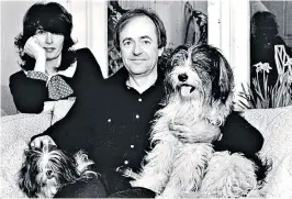  ??  ?? Brady with his wife and writing partner Charlotte Bingham and their dogs PG, right, and Clara