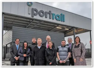  ?? IPORT RAIL. ?? The iPort Rail team are ready for business. Left to right: Operations Manager Andy Wishart, Anna Czarna, Jack Wheat, Paul Cooper, Commercial Manager David Cross, Danielle Marshall, Paul Green, Managing Director Steve Freeman, Jane Harrison.