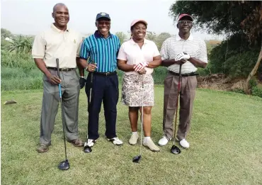  ??  ?? From right: Ex-Senate President Iyorchia Ayu, Ex-Kogi State Governor Idris Wada (3rd) and other golfers at the IBB Golf Club in Abuja