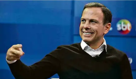  ??  ?? O ex-prefeito e pré-candidato tucano ao governo de SP, João Doria, durante sabatina nesta segunda-feira (11)